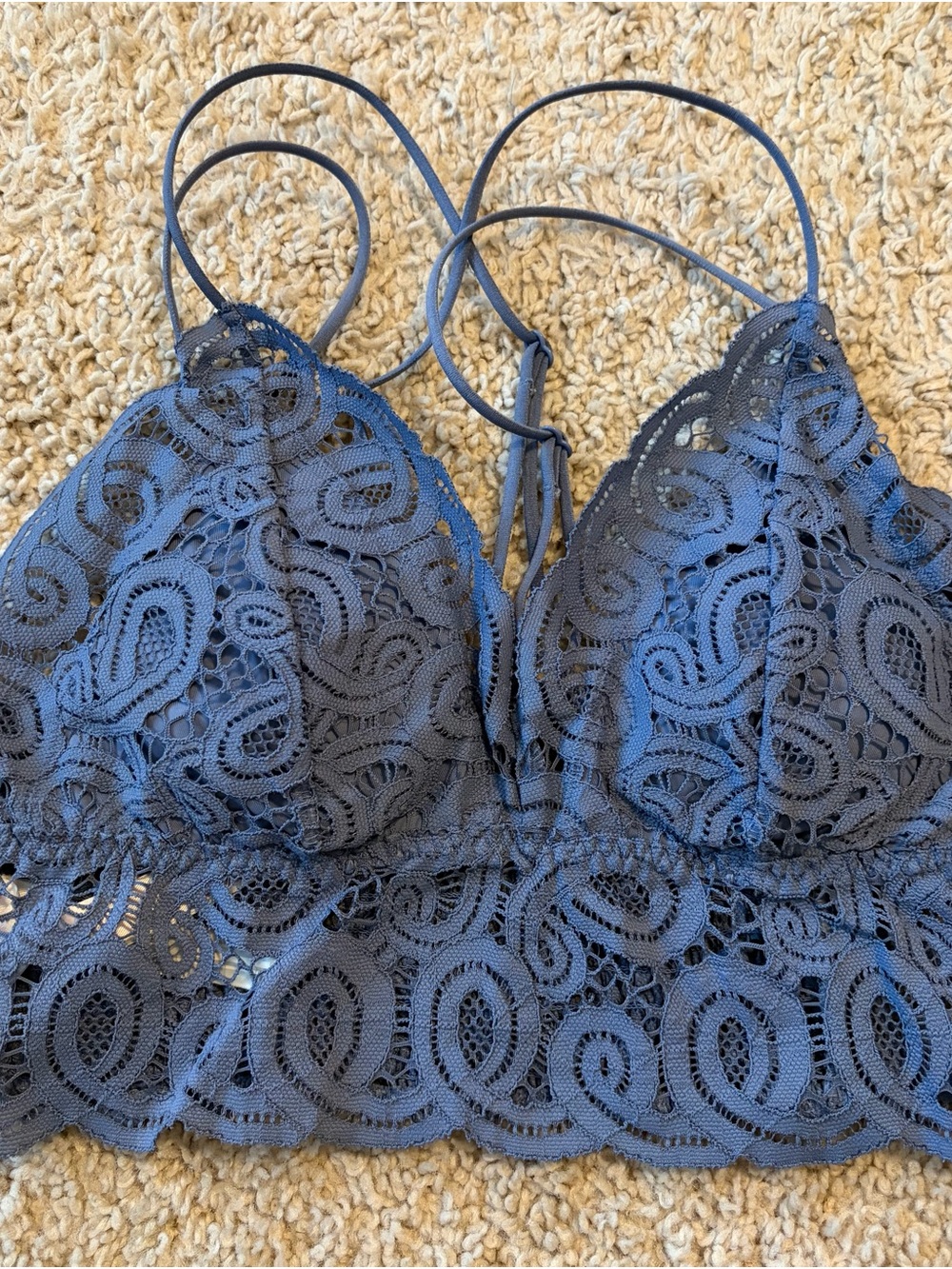 PINK Victoria's Secret Lace Bralette in Slate Blue small